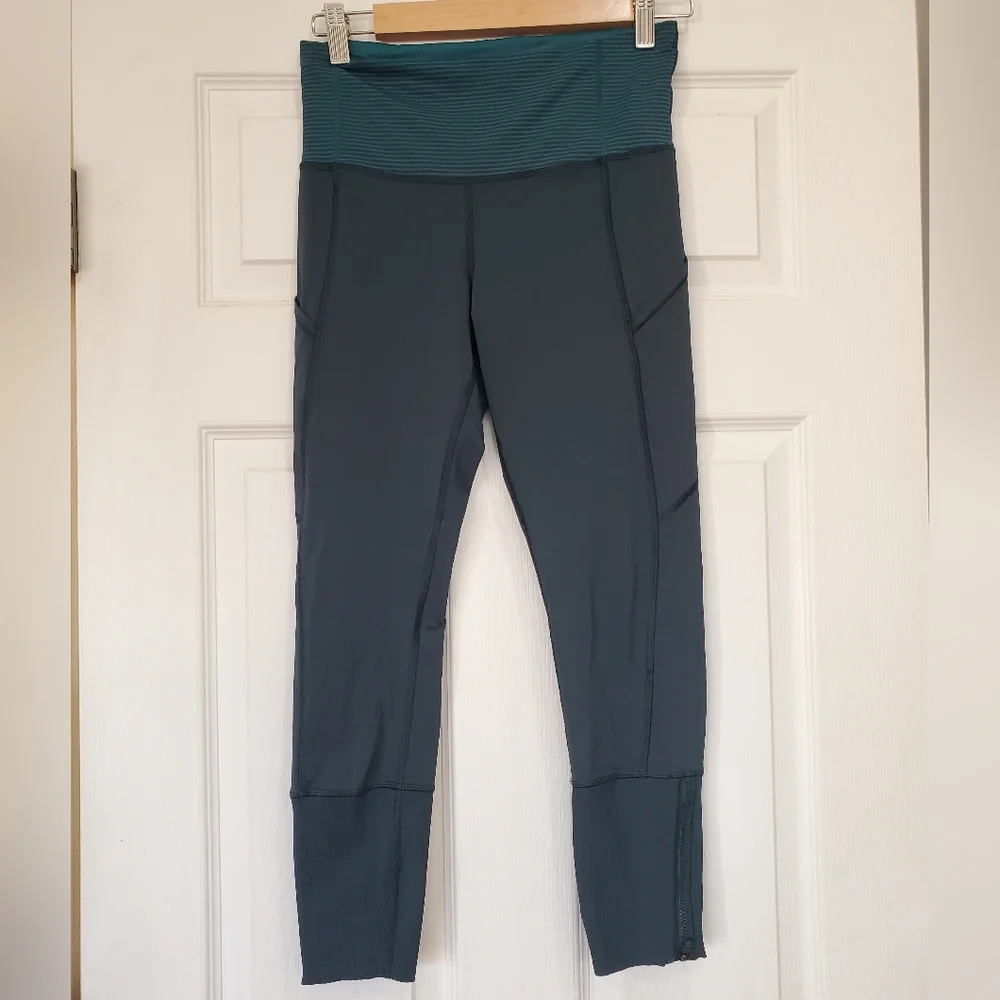 Lululemon Rebel Runner Crop Dark Fuel  Forage Teal Size:6